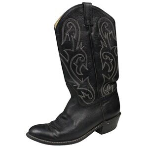 Acme Western Boots Womens 8 M Black Leather Cowboy Snip Toe Classic